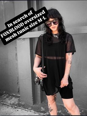 ISO FOXBLOOD Oversized Black Mesh Tunic Top